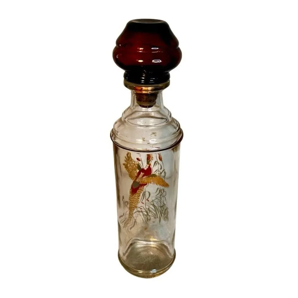 Vintage Old Fitzgerald Prime Wildlife Decanter Featuring A Pheasant Design